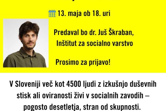 Amnesty Slovenije 13. maja predavanje o boju za pravice ljudi z oviranostjo, ki živijo v zavodih