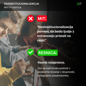 Miti in resnice Mit 2: »Dezinstitucionalizacija pomeni, da bodo ljudje z oviranostjo pristali na cesti.
